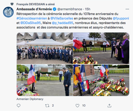 Ambassade d&rsquo;Arménie : commémoration à Sarcelles
