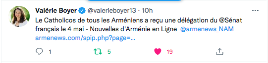 Valérie Boyer : délégation du Sénat à Etchmiadzine