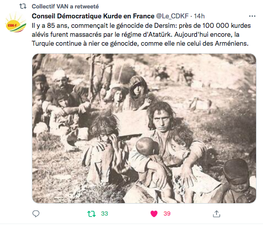 CDK-F: il y a 85 ans le génocide nié du Dersim