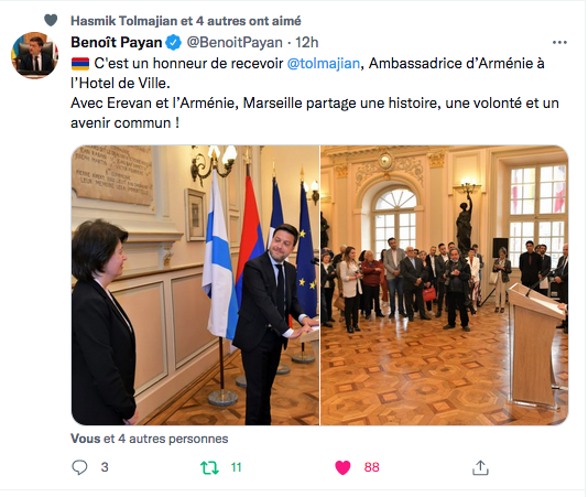 Benoît Payan : Honneur de recevoir SE Hasmik Tolmajian