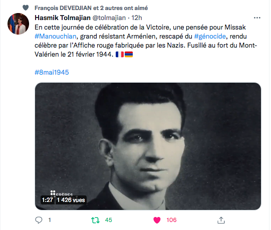 Hasmik Tolmajian : pensée pour Missak Manouchian