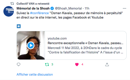 Memorial de la Shoah : conférence pour Kavala