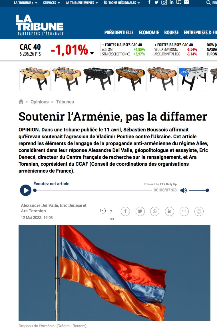 Soutenir l’Arménie, pas la diffamer