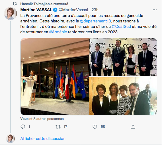 Martine Vassal : ma présence au dîner du CCAF sud