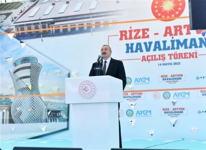 Aliev lors de l’inauguration de l’aéroport d’Artvin : La deuxième guerre du Karabakh est notre histoire commune avec la Turquie