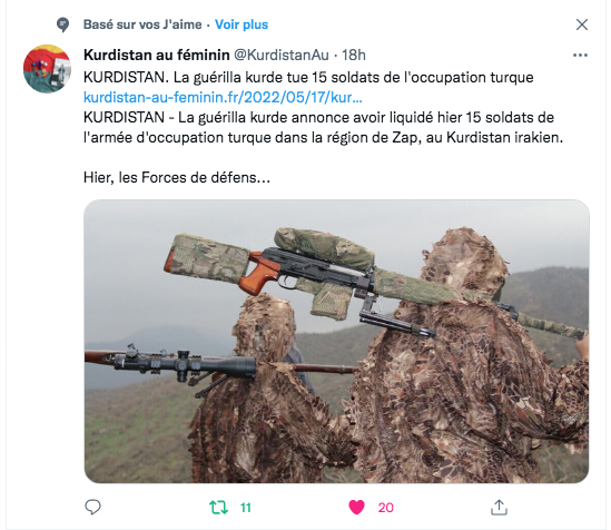 kurdistan au féminin : la guérilla kurde tue 15 soldats turcs