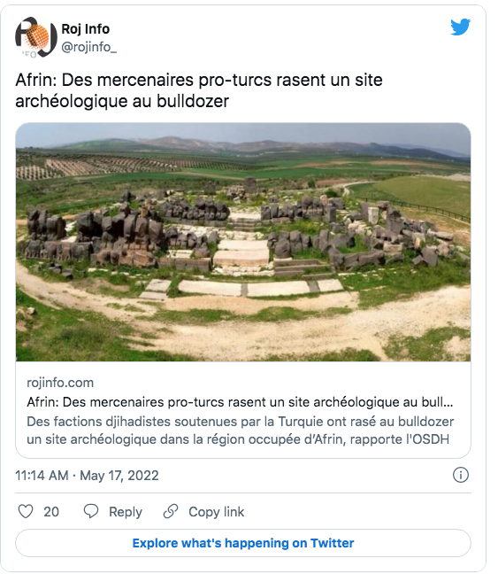 Roj info : des mercenaires pro-turcs rasent un site archéologique