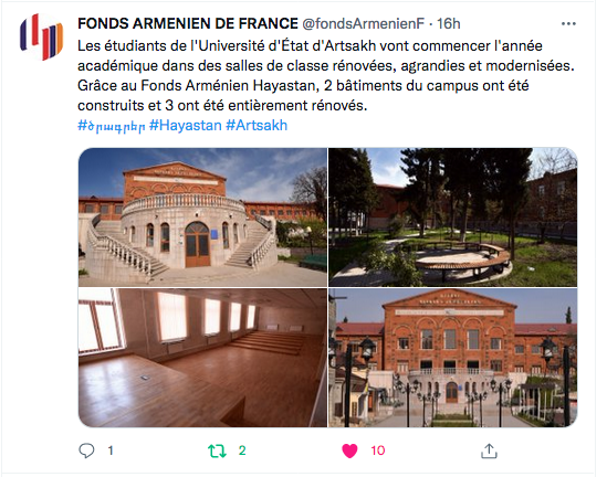 Fonds Arménien : pour l&rsquo;université d&rsquo;Etat d&rsquo;Artsakh