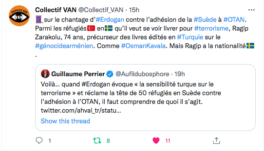Collectif Van : Parmi les réfugiés turcs suèdois Ragip Zarakolu
