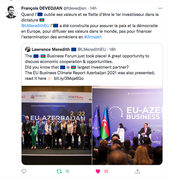 François Devedjian : L&rsquo;Europe 1er investisseur en Azerbaïdjan