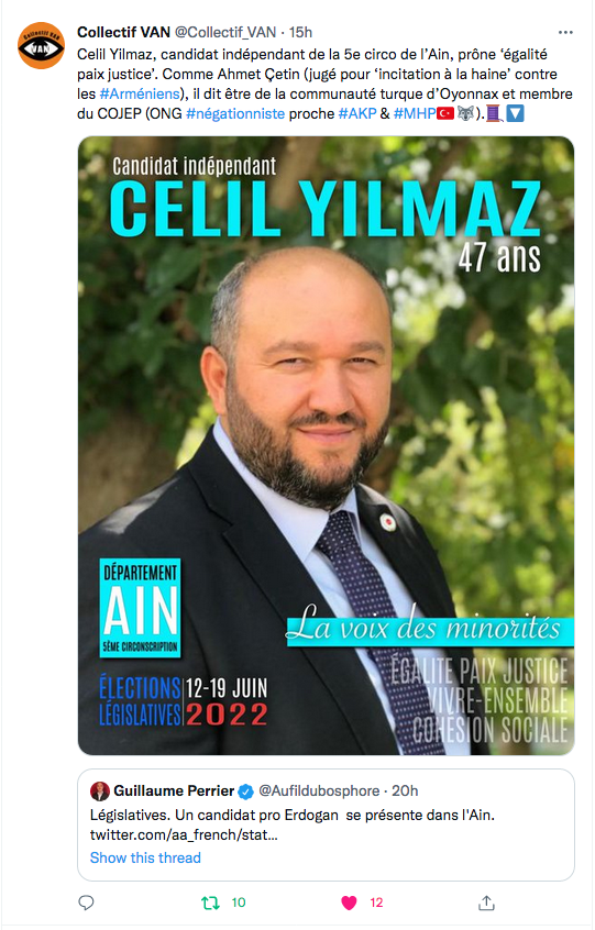 Collectif Van : Yilmaz le candidat pro-Erdogan de l&rsquo;Ain