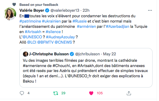 Valérie Boyer : silence sur l&rsquo;anéantissemement du patrimoine arménien