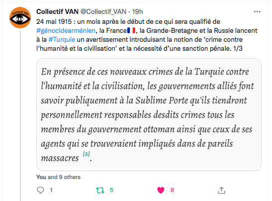 Collectif Van : il y a 107 ans l&rsquo;avertissement des puissances à la Turquie