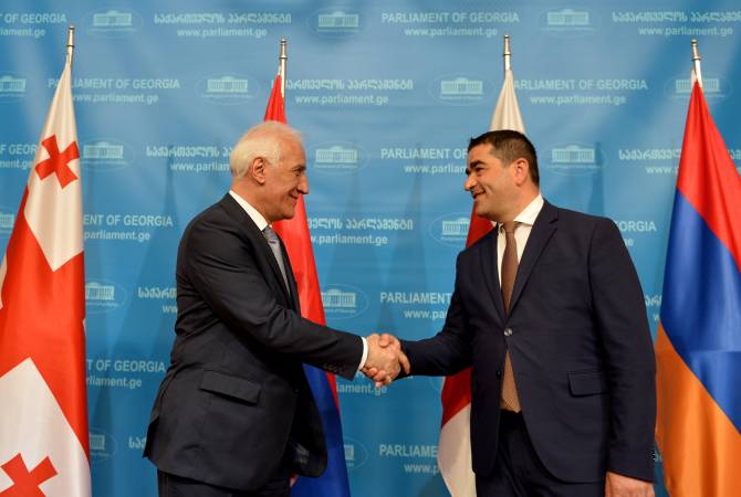 Le président arménien  Vahagn Khachatourian a rencontré le président du Parlement géorgien Shalva Papuashvili
