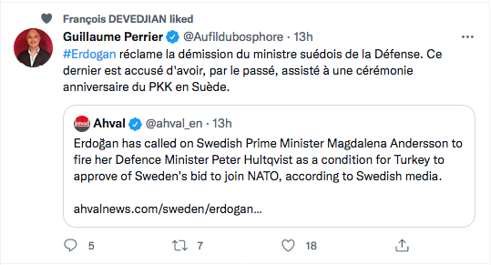 Guillaume Perrier : Ankara veut la démission du ministre suédois de la Défense