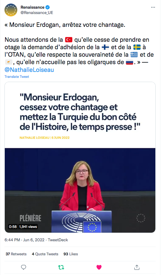 Nathalie Loiseau : M.Erdogan arrêtez votre chantage
