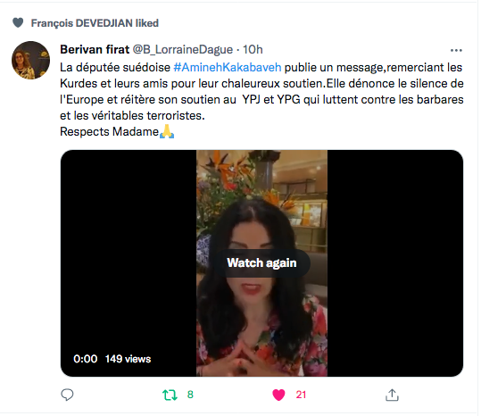 Berivan Firat : la député suédoise Amineh Kakabaveh