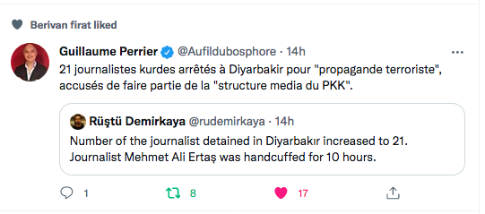Guillaume Perrier : 21 journalistes kurdes arrêtés à Diyarbakir