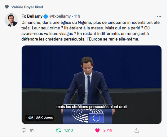 François-Xavier Bellamy : 50 chrétiens tués au Nigéria