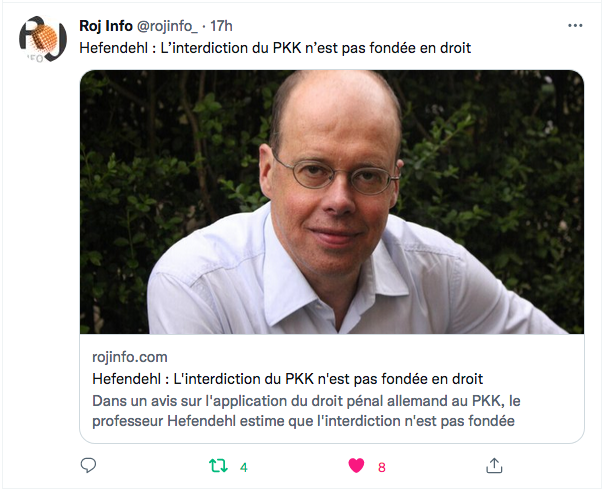 Rojinfo : interdiction du PKK non fondé en droit