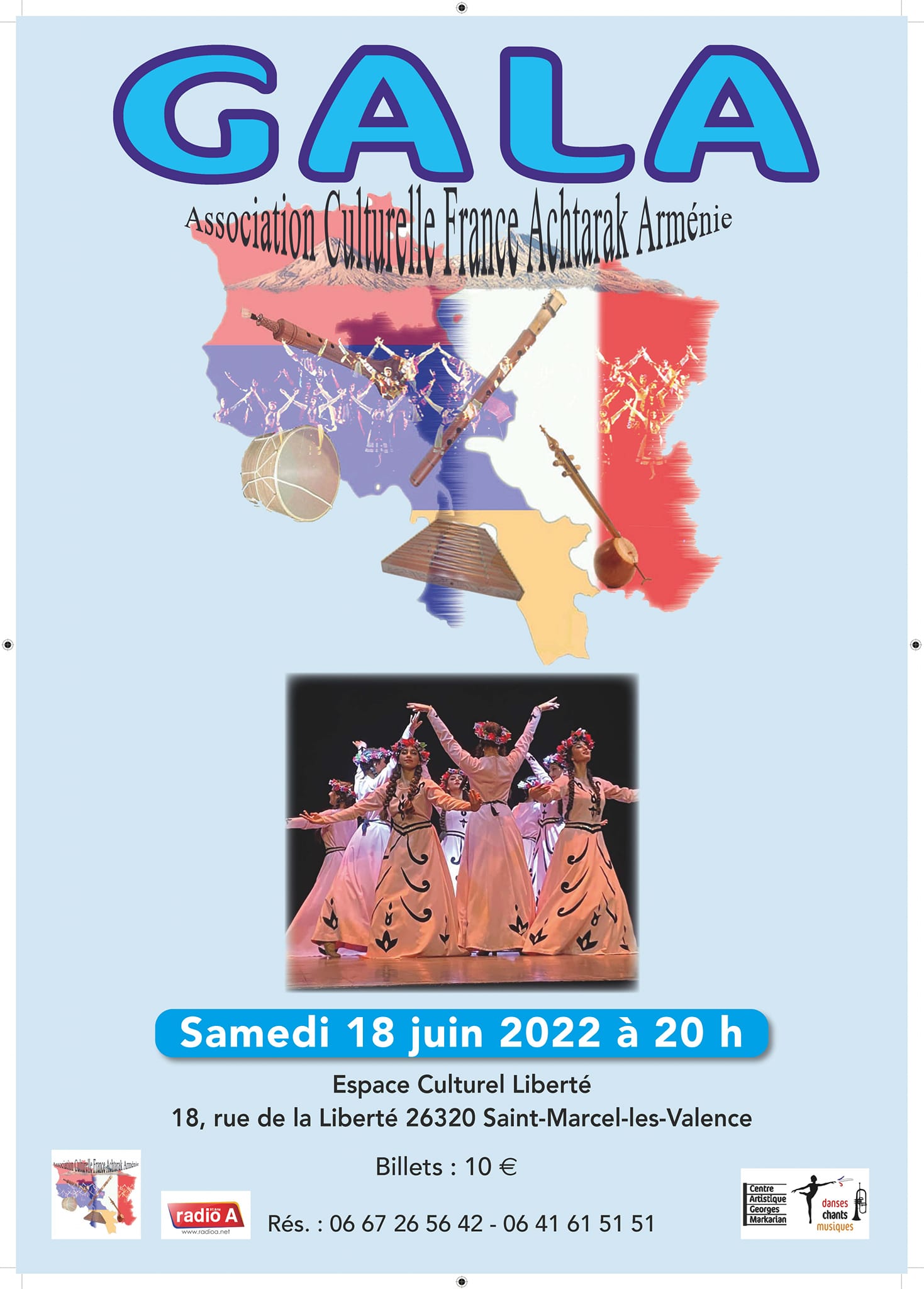 Le Gala de l’Académie de musique, de chants et danses de l’Académie de l’Association culturelle France Ashtarak Arménie ce samedi 18 juin