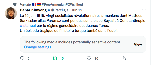 Bahar Kimyongur : les 20 pendus Hentchaks du 15/6/1915