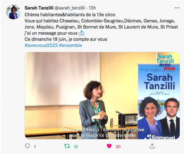 Sarah Tanzilli : message avant le 2e tour