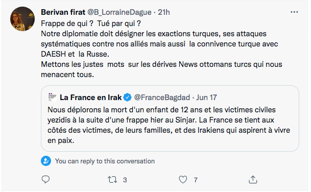 Berivan Firat : Notre diplomatie doit désigner les exactions turques