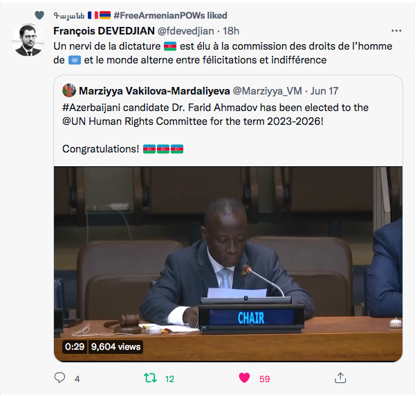 François Devedjian : Bakou à la commission des droits de l&rsquo;homme !