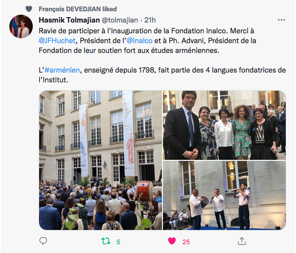 Hasmik Tolmajian : inauguration de la fondation Inalco