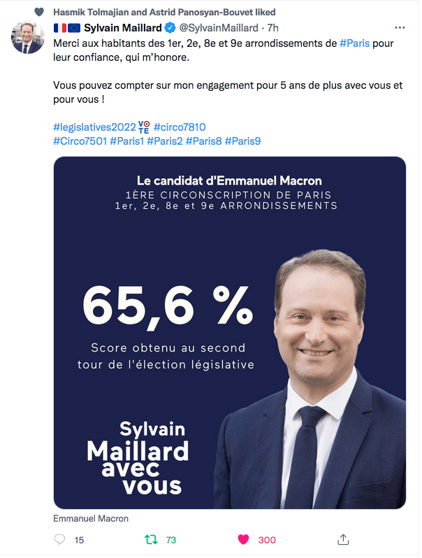 Sylvain Maillard : merci aux habitants des 1er, 2e, 8e et 9e arrondissements