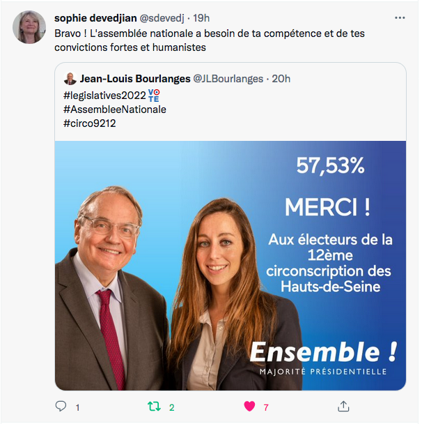 Sophie Devedjian : bravo à Jean-Louis Bourlanges