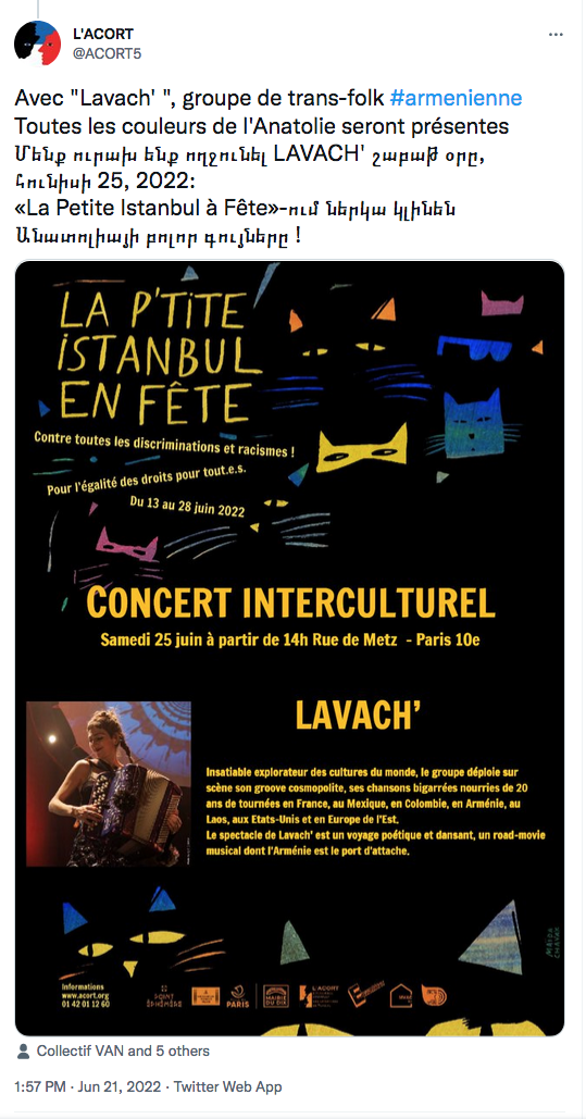L&rsquo;acort :  Concert interculturel samedi avec Lavach