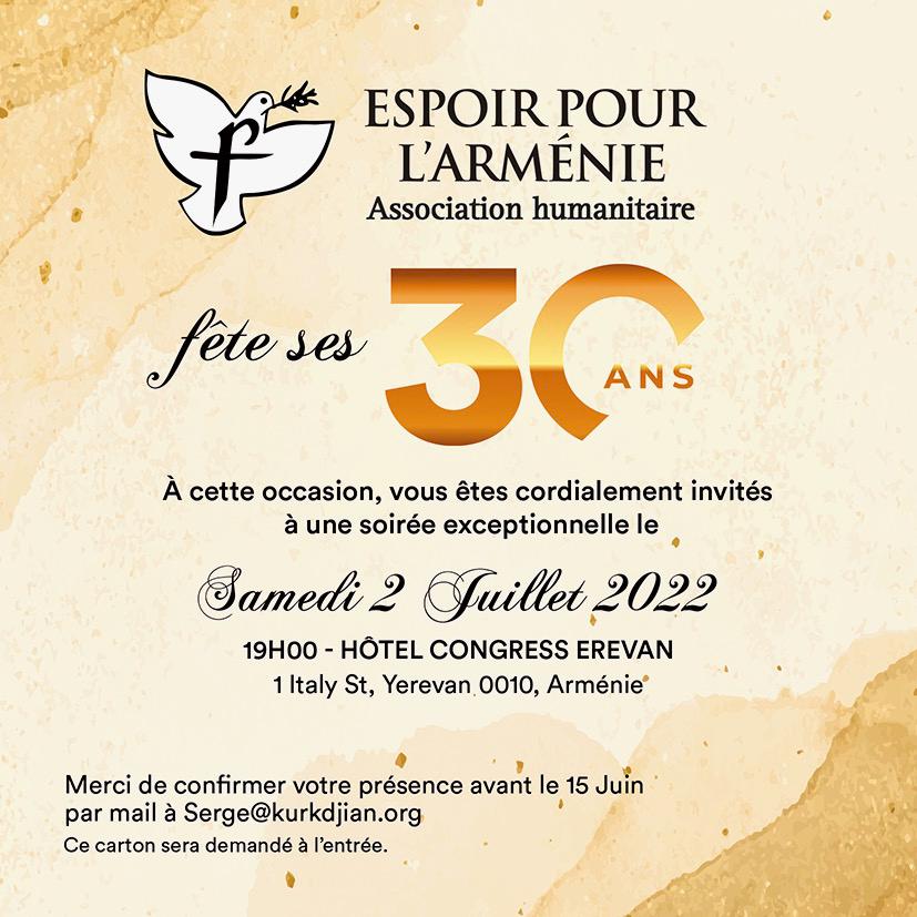 Espoir pour l&rsquo;Arménie fête ses 30 ans