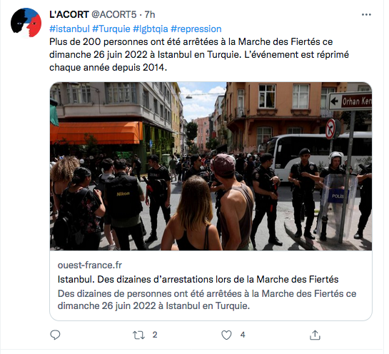 L&rsquo;Acort : répression de la marche des fiertés à Istanbul