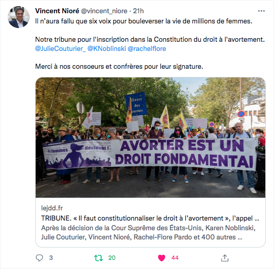 Vincent Nioré : notre tribune pour le droit à l&rsquo;avortement