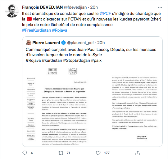 François Devedjian : seul le PCF s&rsquo;indigne du chantage turc