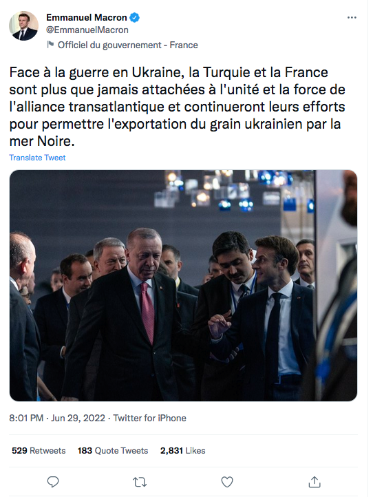 Emmanuel Macron : La France et la Turquie attachées…