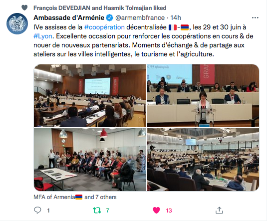 Ambassade d&rsquo;Arménie : IVe assise de la coopération décentralisée