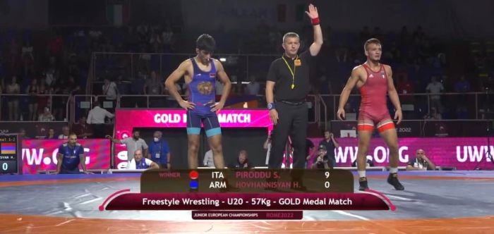 Harutyun Hovhannisyan (Arménie) vice-champion d’Europe de lutte libre des -20 ans (U20) des 57 kg