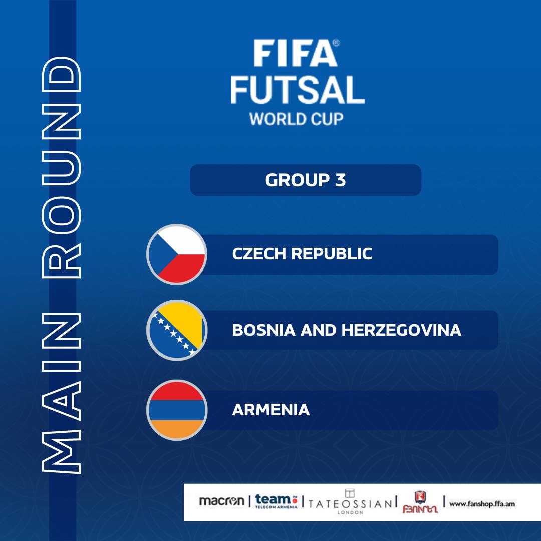 Les adversaires de l’Arménie pour les qualifications de la Coupe du monde 2024 de futsal sont la République tchèque et la Bosnie-Herzégovine