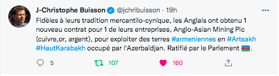 JC Buisson : Contrat anglais pour exploiter les terres arméniennes occupées