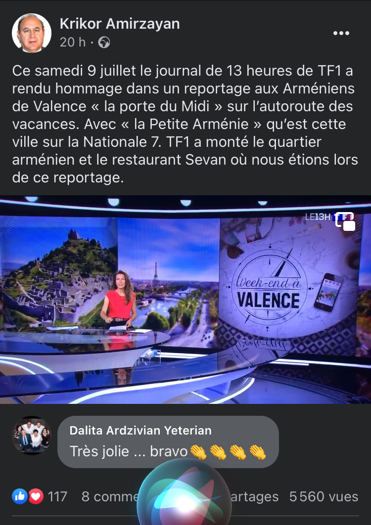 TF1 reportage à Valence avec également les Arméniens de Valence