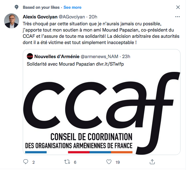 Alexis Govciyan : Très choqué par l&rsquo;expulsion de M.Papazian