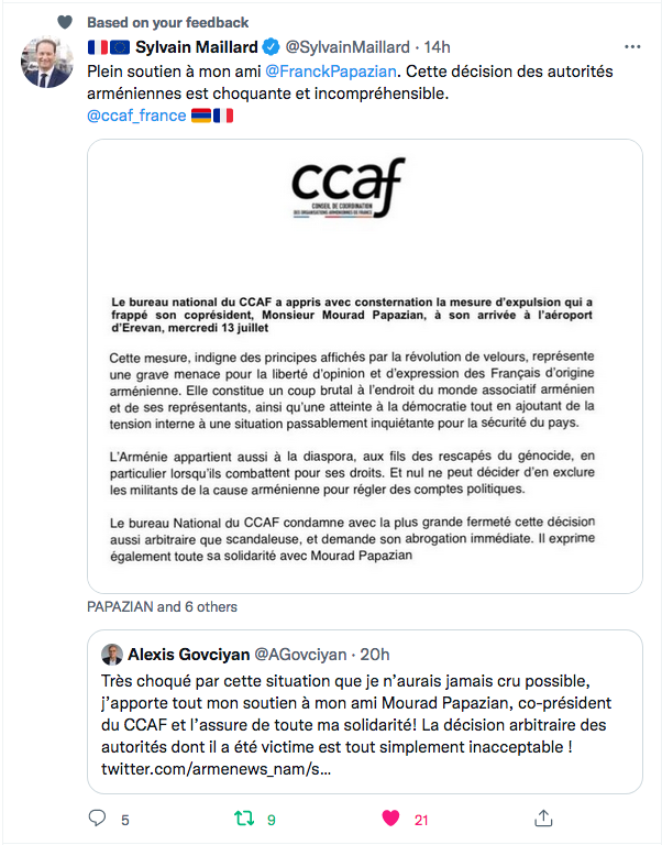 Sylvain Maillard : Plein soutien à Mourad Papazian