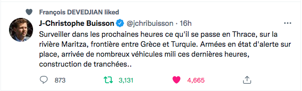 JC Buisson : Etat d&rsquo;alerte en Thrace