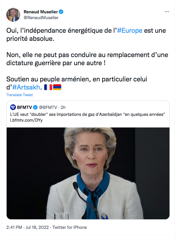 Renaud Muselier : Gaz : pas de remplacement d&rsquo;une dictature par une autre