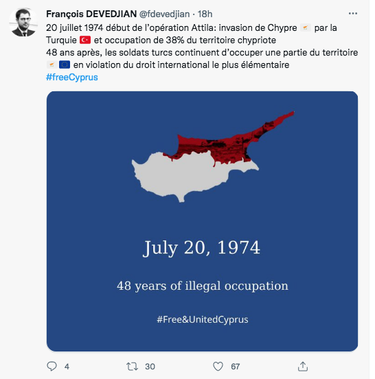 F Devedjian : anniversaire de l&rsquo;invasion de Chypre