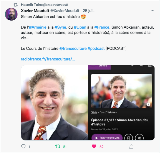 Xavier Mauduit : Simon Abkarian, un fou d&rsquo;histoire