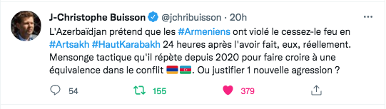 JC Buisson : L&rsquo;Azerbaïdjan cherche-t-il à justifier une nouvelle attaque ?